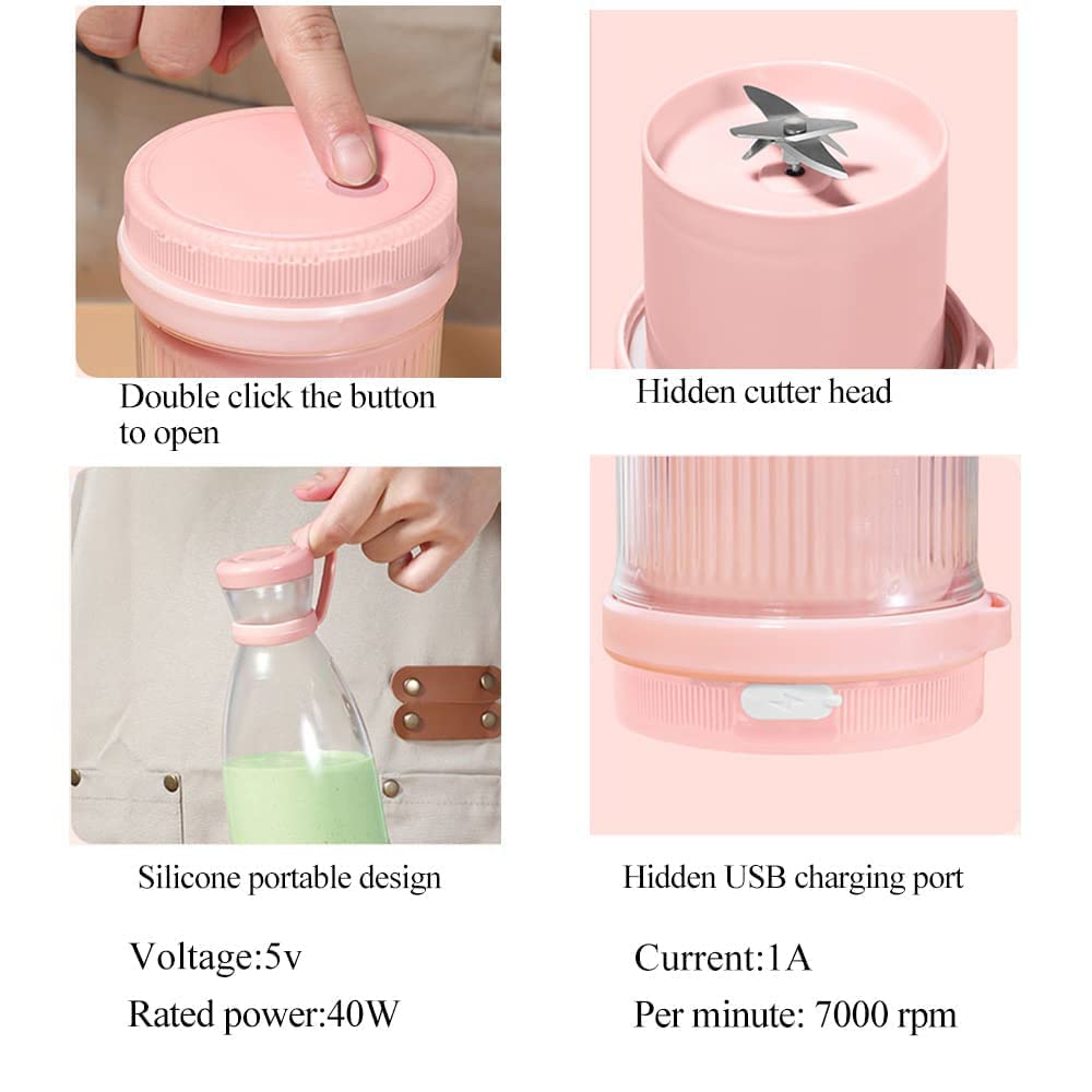 Portable USB Rechargeable Mini Blender Bottle – 420ml Personal Juicer Mixer