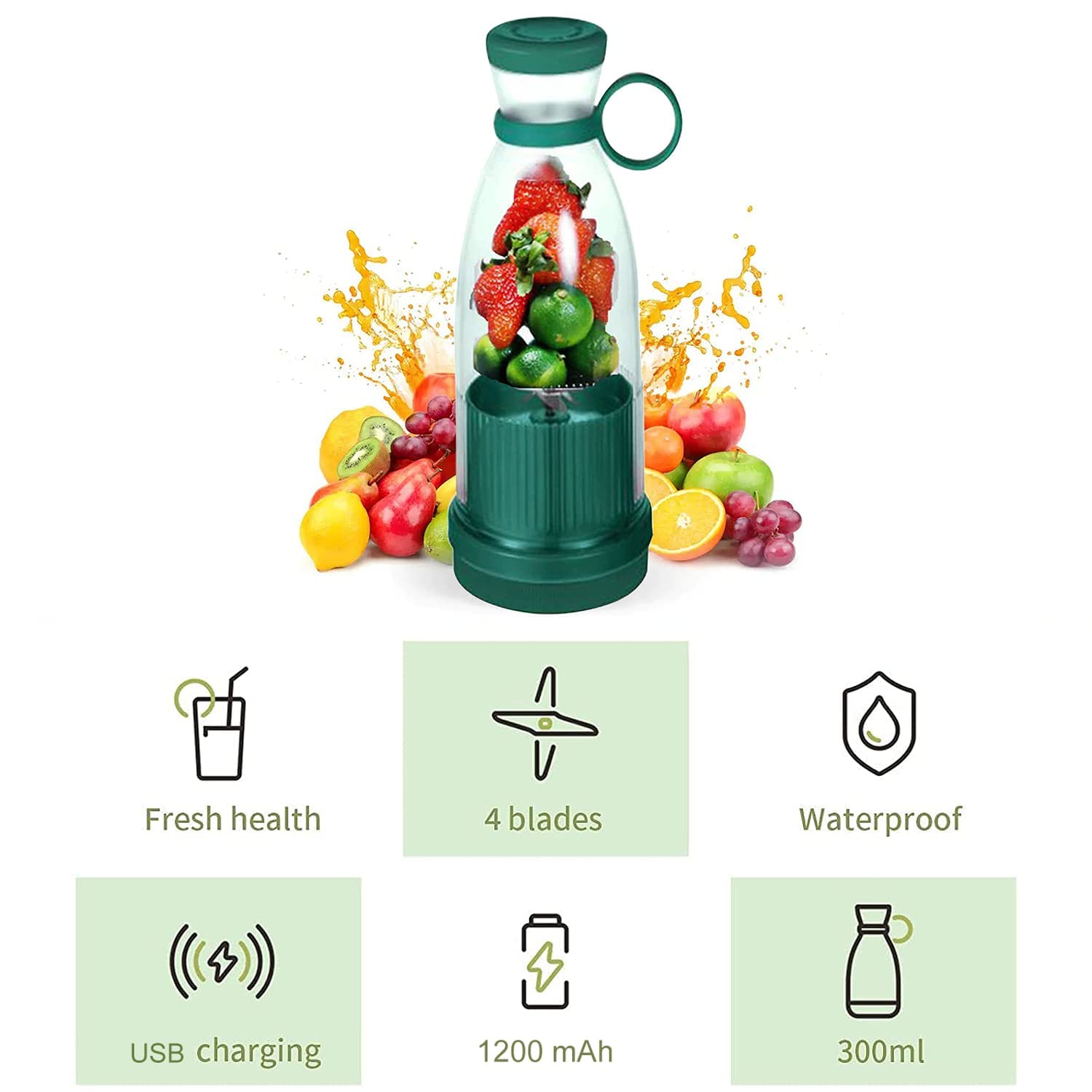 Portable USB Rechargeable Mini Blender Bottle – 420ml Personal Juicer Mixer