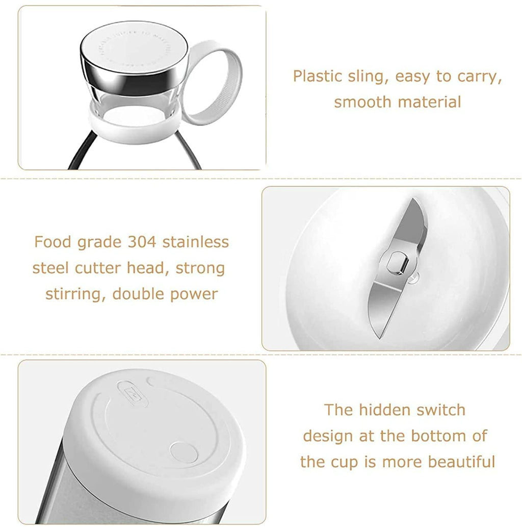 Portable USB Rechargeable Mini Blender Bottle – 420ml Personal Juicer Mixer