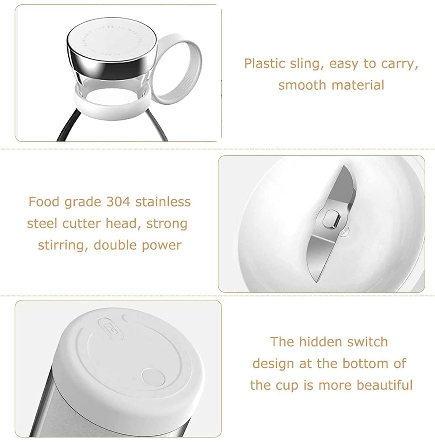 Portable USB Rechargeable Mini Blender Bottle – 420ml Personal Juicer Mixer