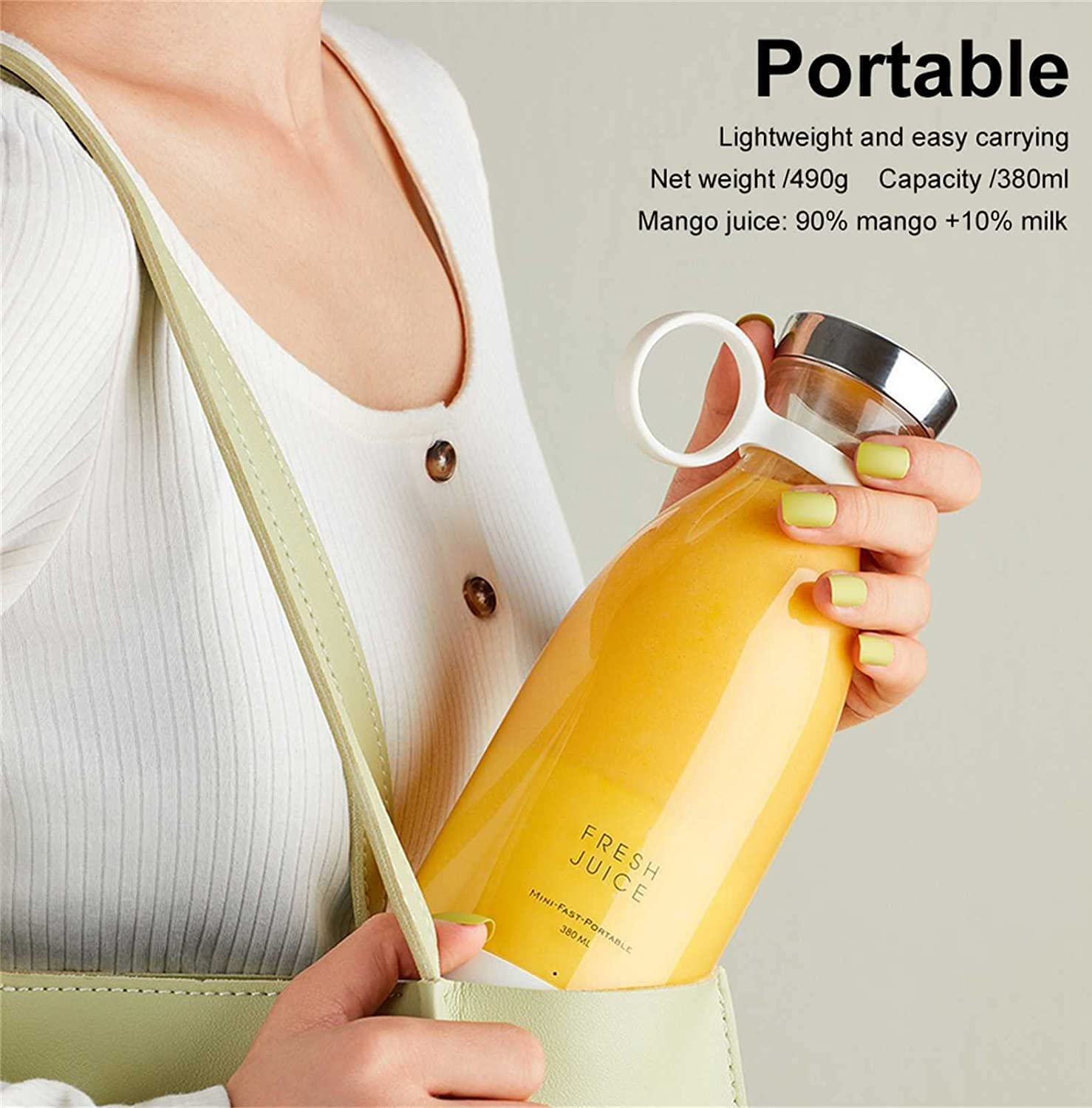 Portable USB Rechargeable Mini Blender Bottle – 420ml Personal Juicer Mixer
