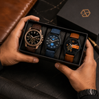 Men’s 3-Piece Analog Watch Set | Stylish Multicolor Dial Watches with Leather & Fabric Straps | Premium Gift Set for Men