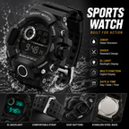 Men’s Digital Sports Watch | Rugged Black Outdoor Watch | Shock-Resistant Style | LCD Display | Sporty Design
