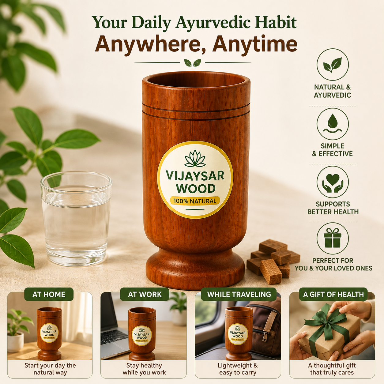Vijaysar Wood Glass for Sugar Control
