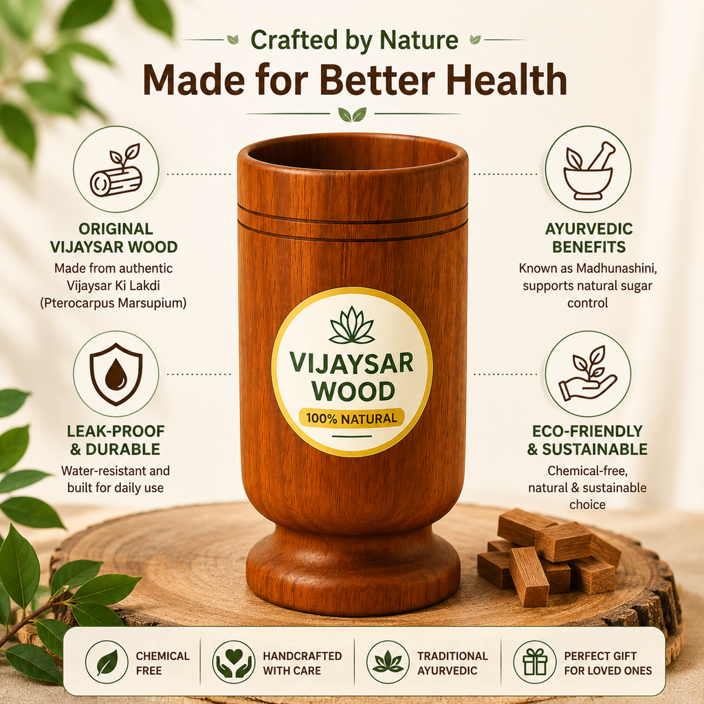 Vijaysar Wood Glass for Sugar Control