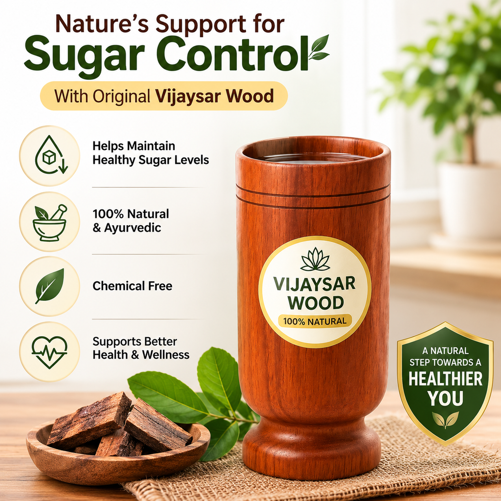 Vijaysar Wood Glass for Sugar Control