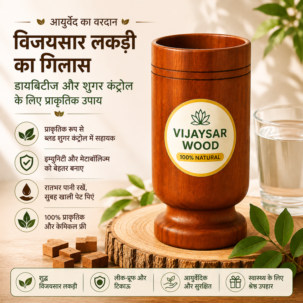 Vijaysar Wood Glass for Sugar Control