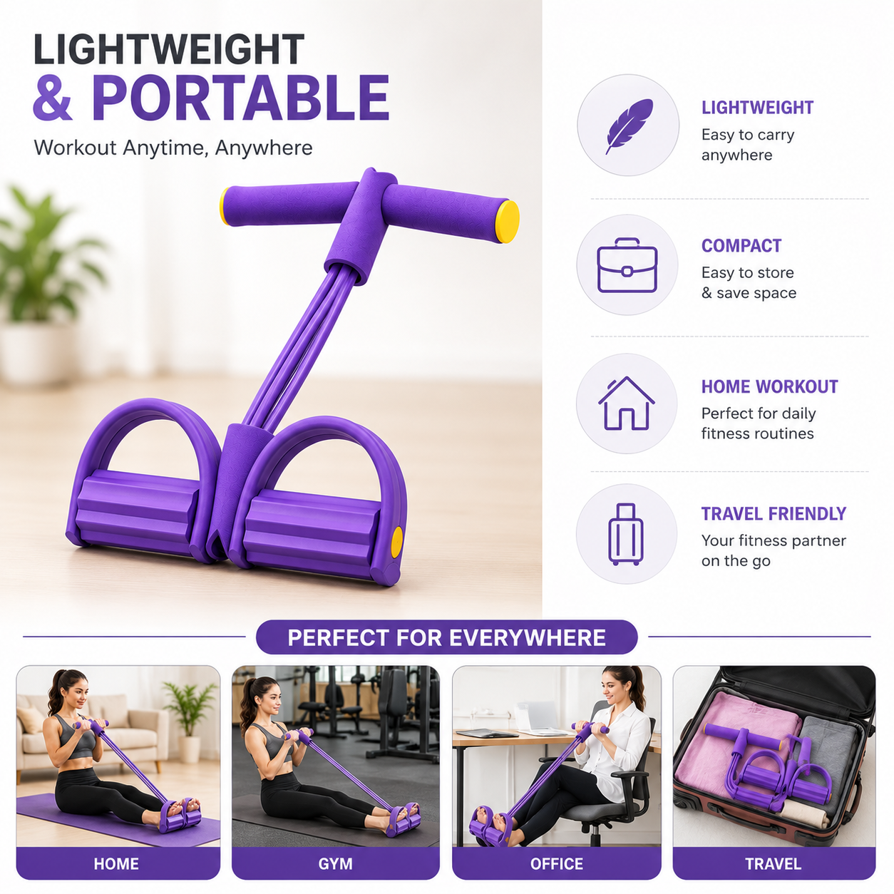 Yoga Pedal Puller Resistance Band-4 Pull, Body Building Stretching Band Men and Women