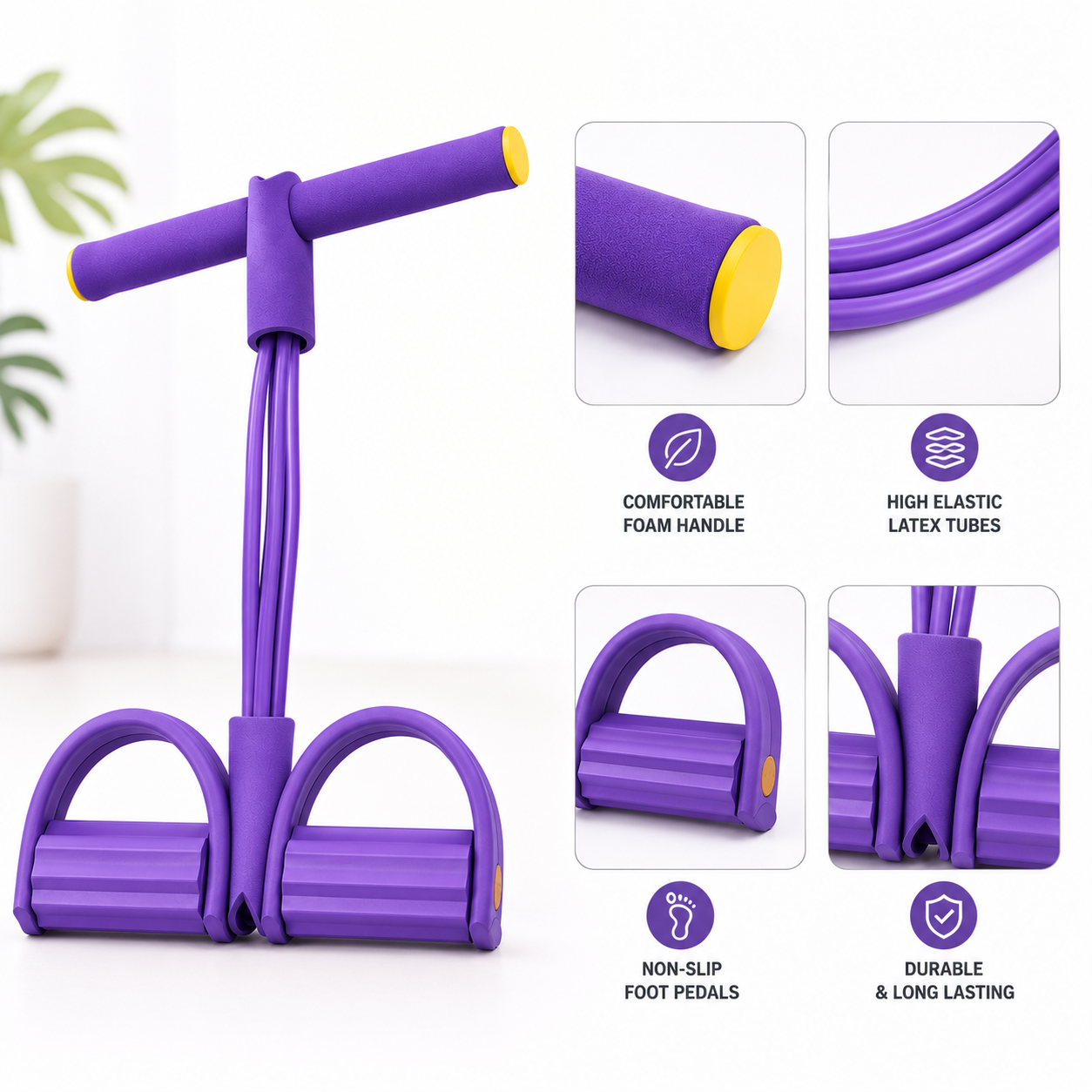 Yoga Pedal Puller Resistance Band-4 Pull, Body Building Stretching Band Men and Women