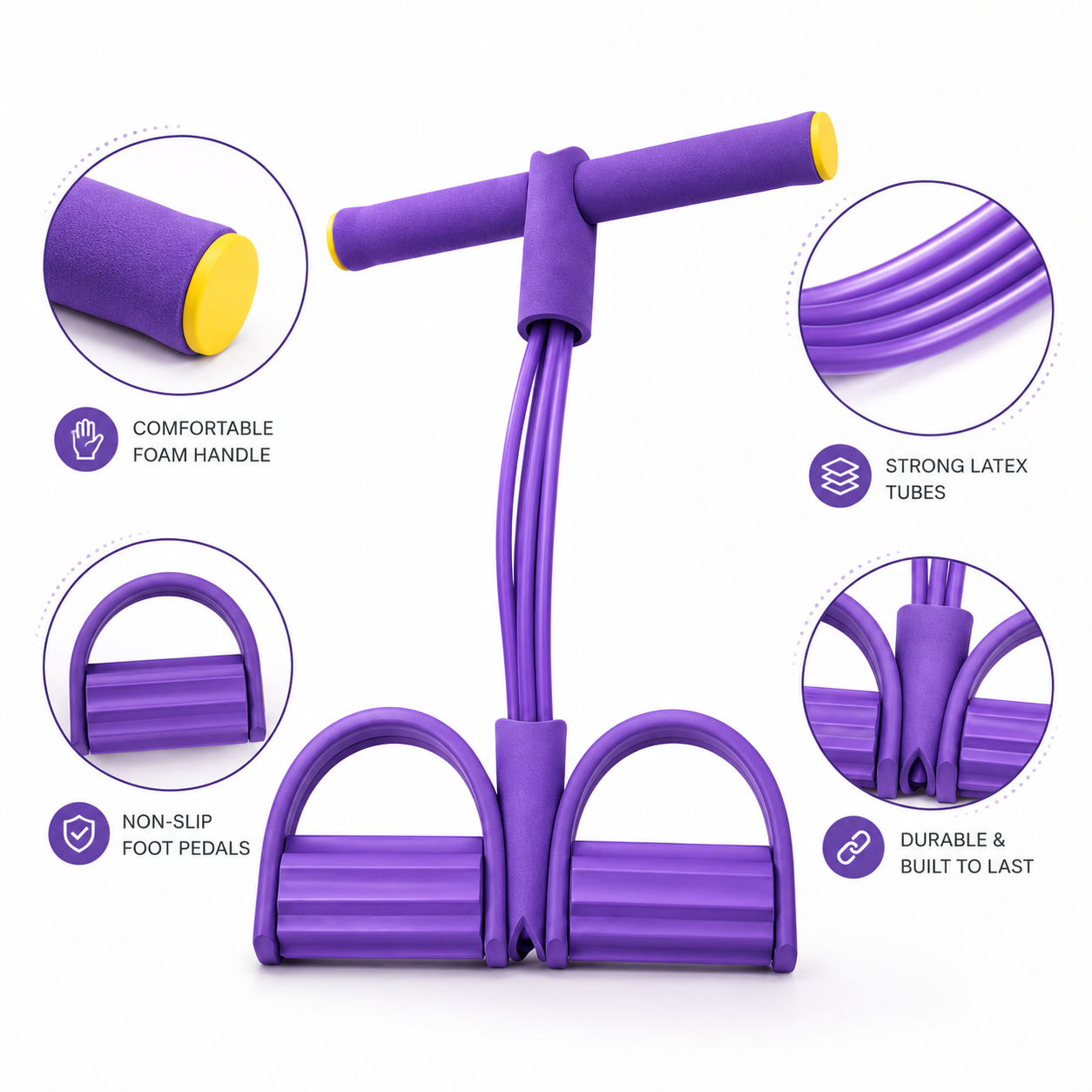 Yoga Pedal Puller Resistance Band-4 Pull, Body Building Stretching Band Men and Women