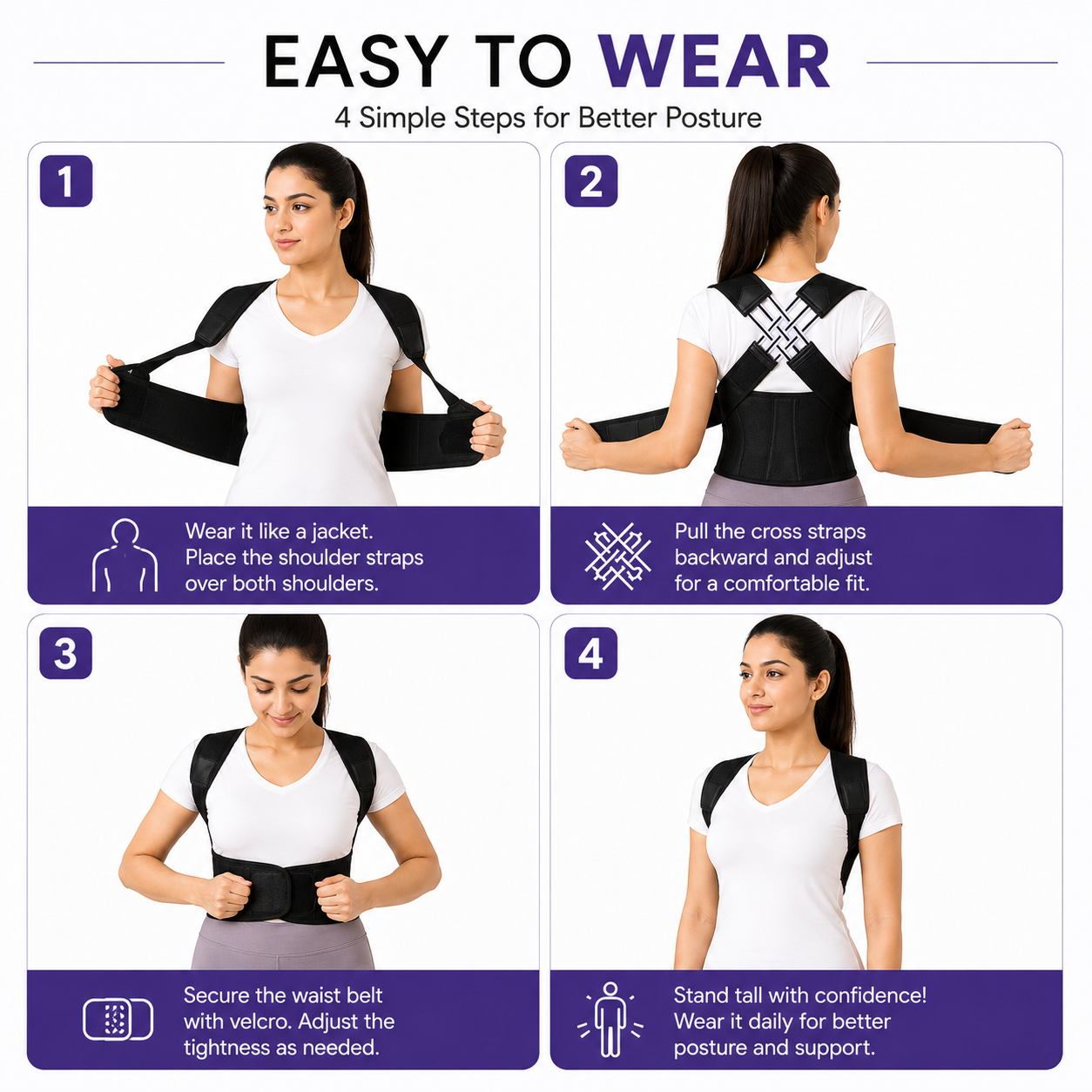 Back Brace Posture Corrector for Men and Women,Adjustable Back Posture Belt Invisible