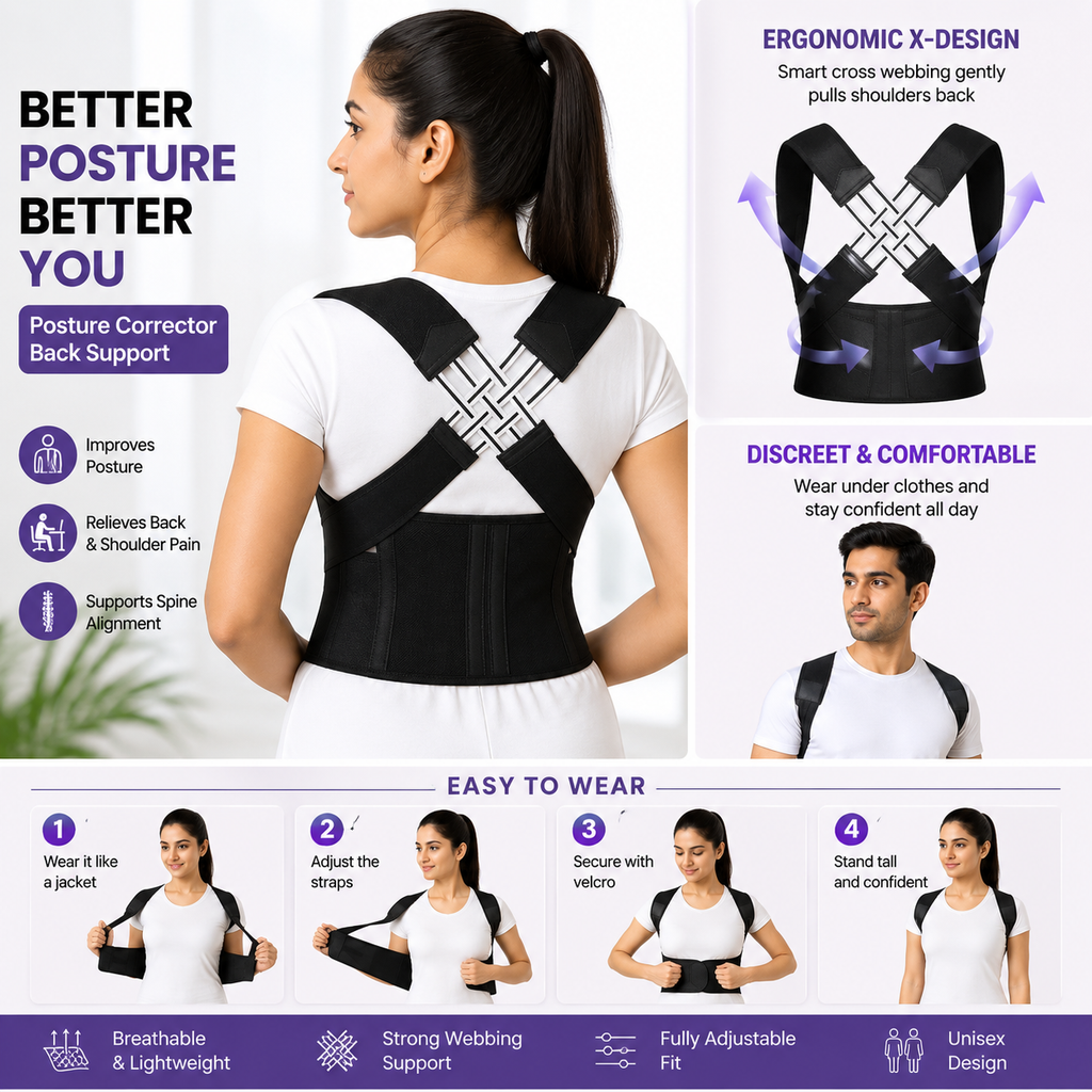 Back Brace Posture Corrector for Men and Women,Adjustable Back Posture Belt Invisible
