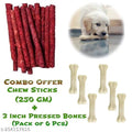 Mutton Flavour Stick (250 g) with Rawhide Bones for Dog (6 Pcs) Set of 2)